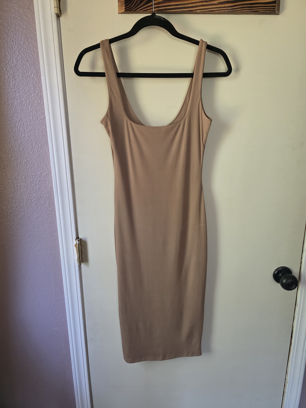 Windsor Beige Scoop Neck Bodycon Midi Dress